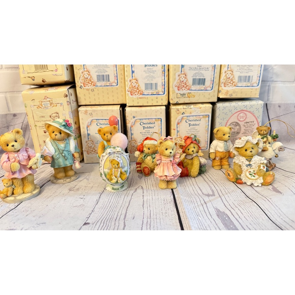 Enesco Cherished Teddies Figurine Lot Hilary Hugabear Easter Christmas Ornaments